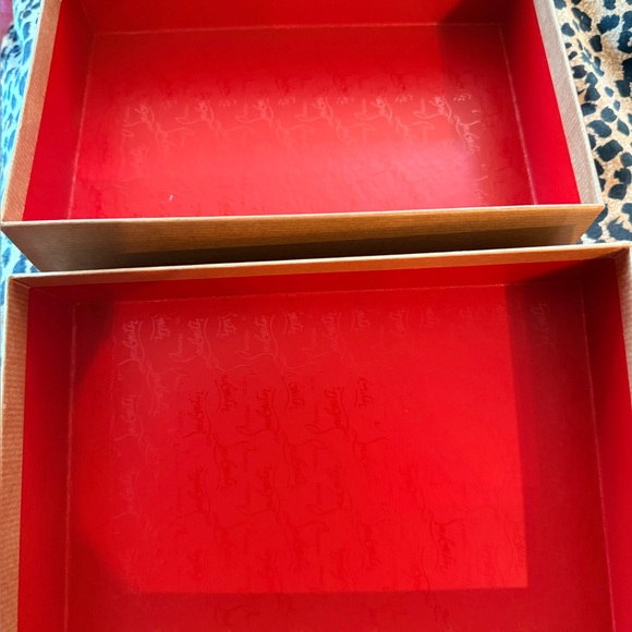 Christian Louboutin Tan box and  Dust Bag with Red Logo